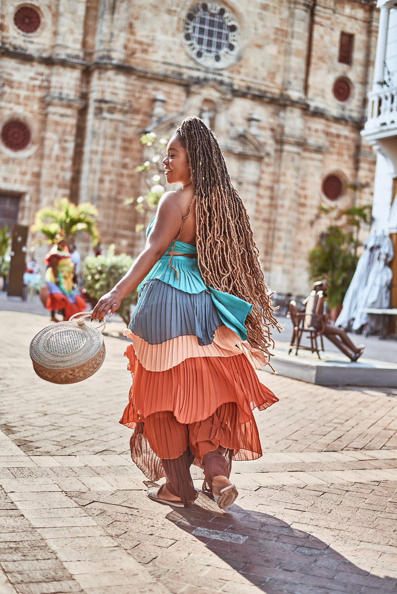Sunset in Cartagena tiered ruffled skirt set